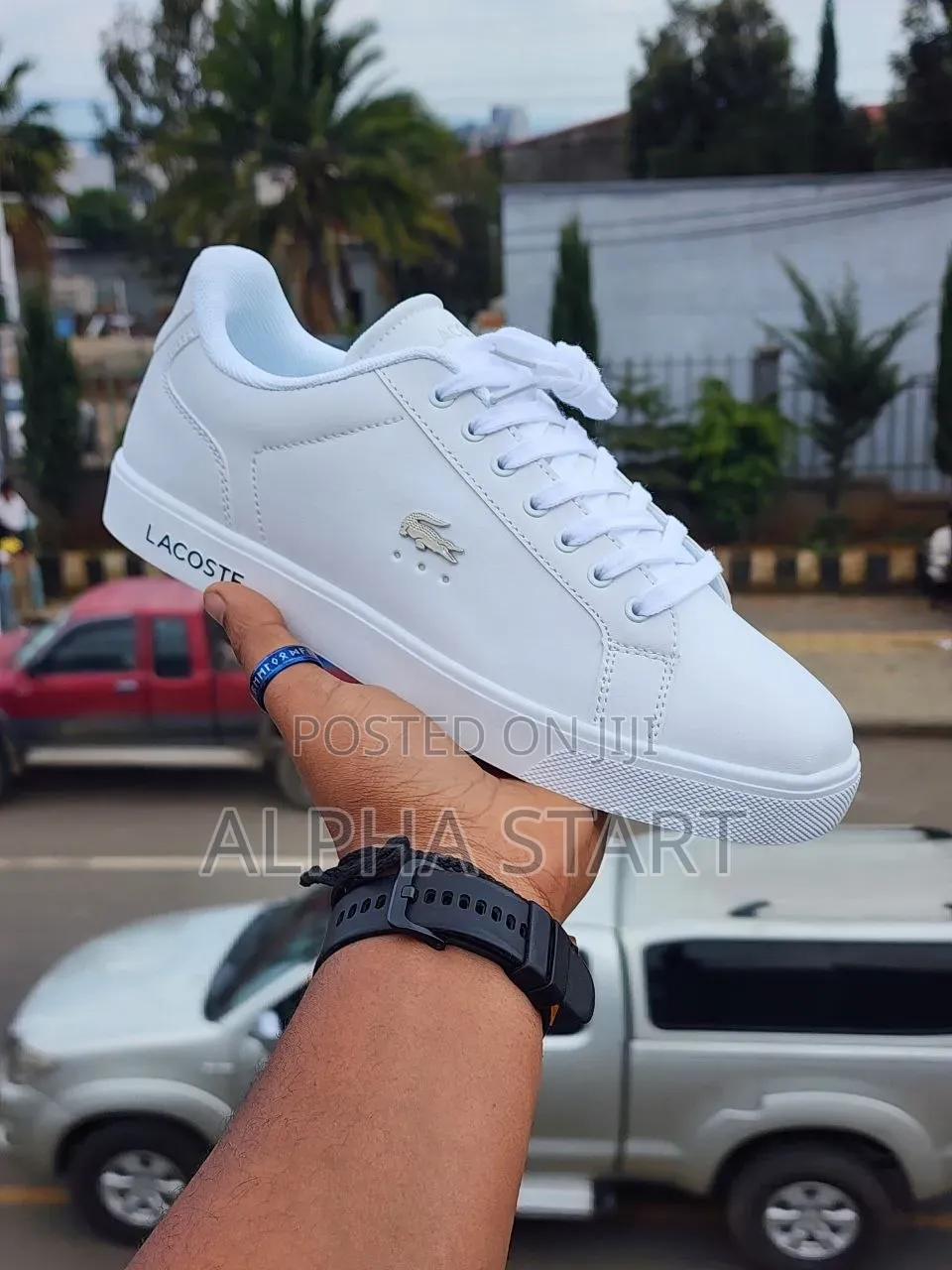Lacoste High Master Quality White Color Flat Lather Shoes