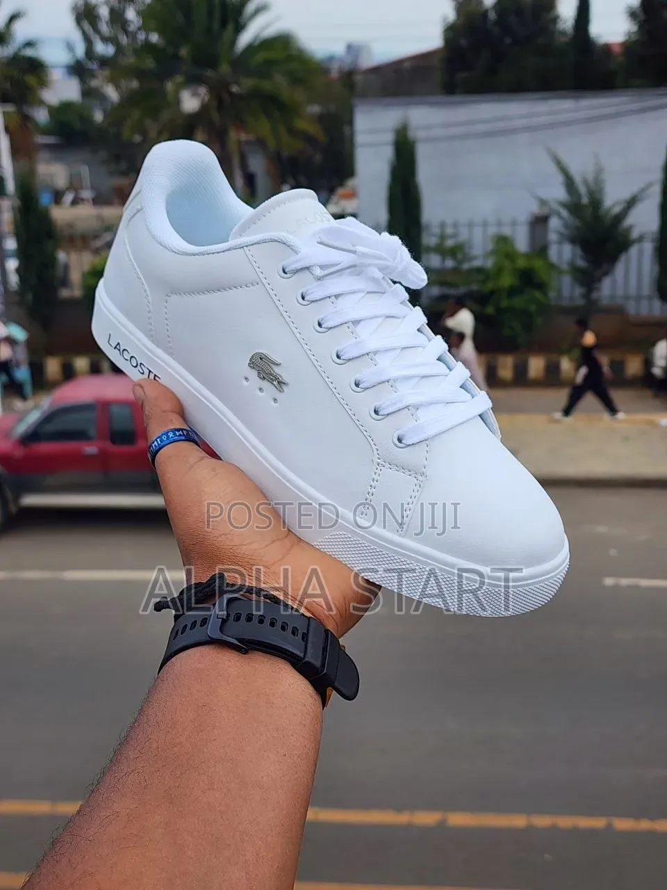 Lacoste High Master Quality White Color Flat Lather Shoes