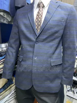 Modern Tonal Blue Striped Blazer
