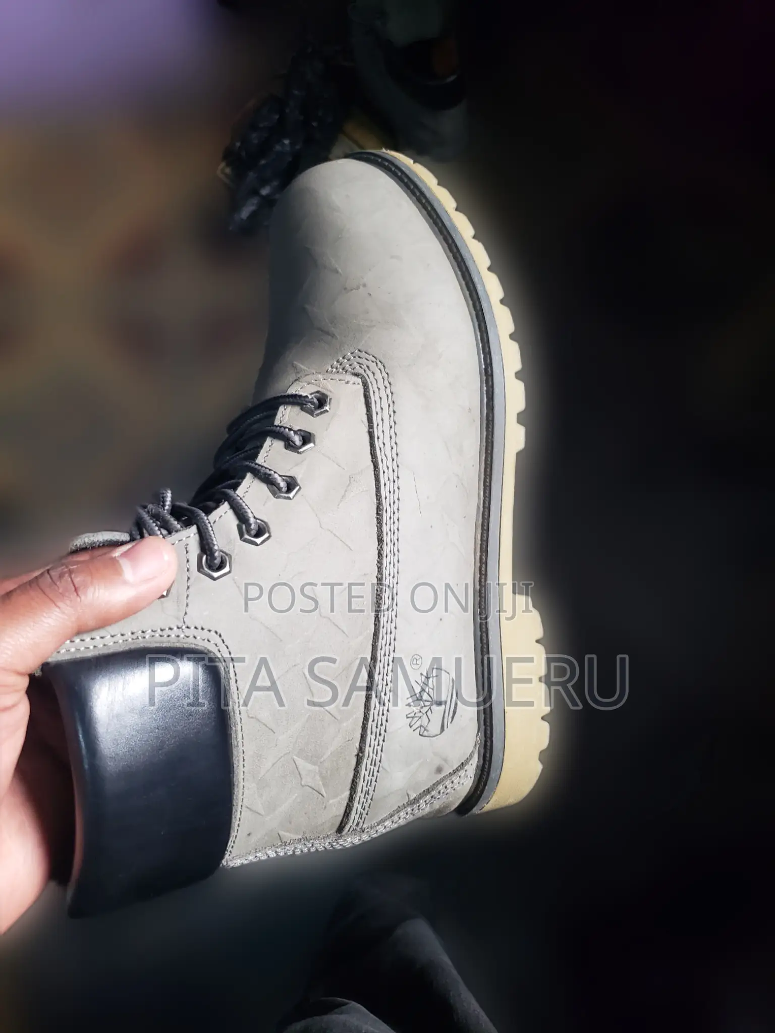 Gray Timberland Shoes With Diamond Design