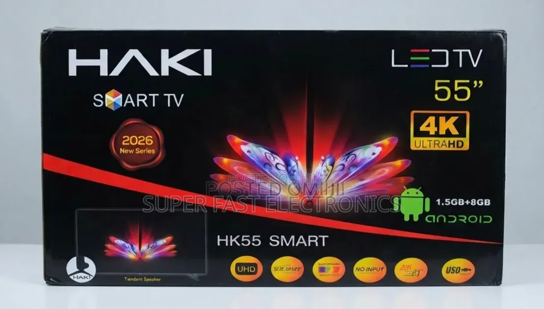 HAKI 55 Inch TV Ultra HD Smart LED TV – Android 2026 New Series
