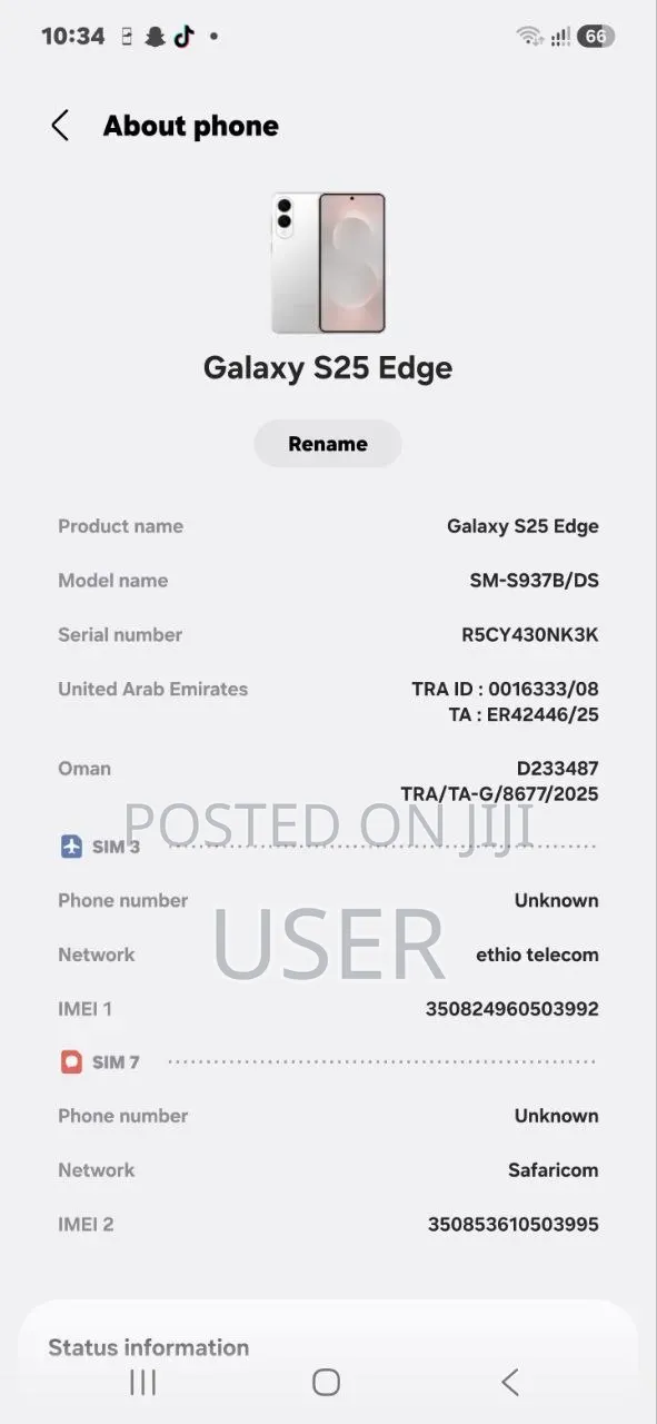 New Samsung Galaxy S25 Edge 256 GB Silver