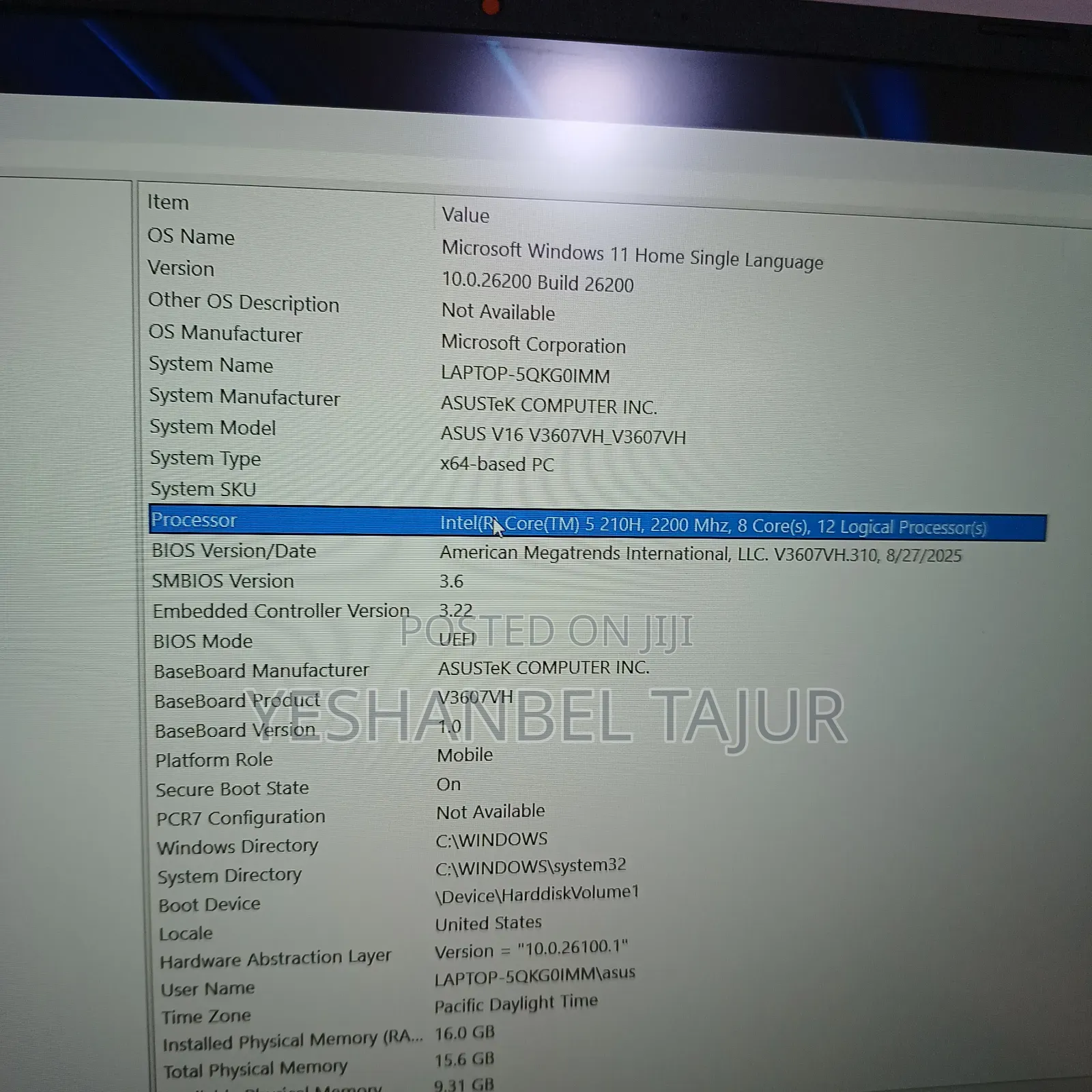 New Laptop Asus Vivobook 16 16GB Intel Core 5 SSD 512GB