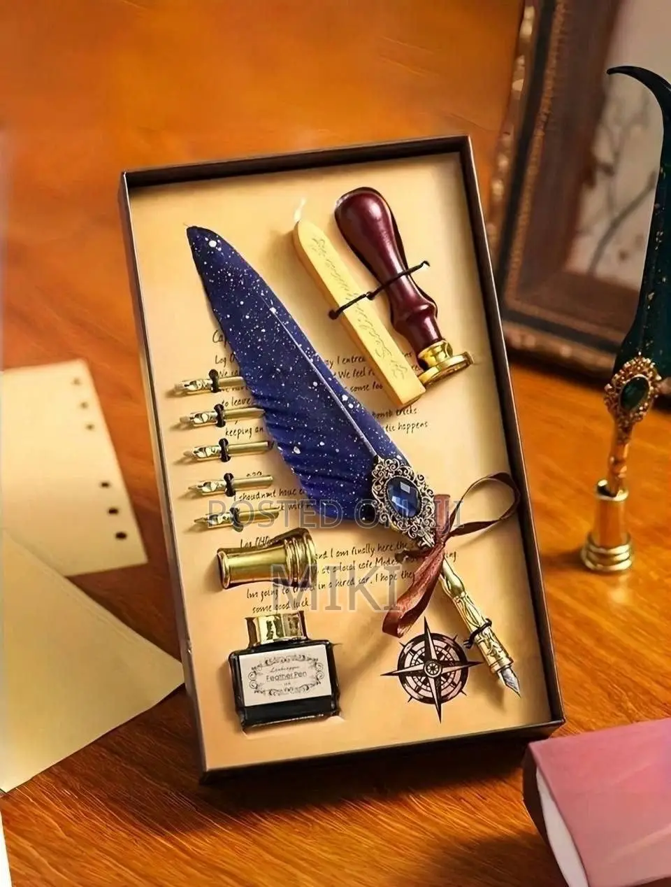 Vintage Feather Quill Wax Seal Gift Set 