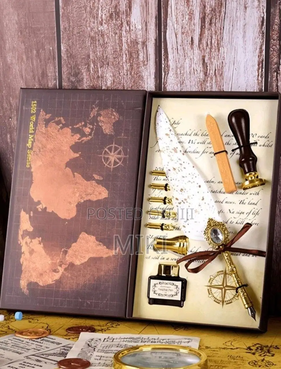 Vintage Feather Quill Wax Seal Gift Set 