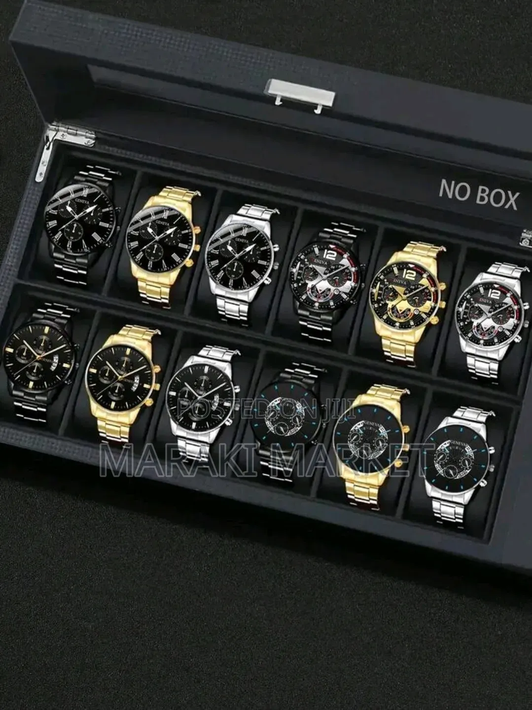 12-Piece Men's Fashion Quartz Watch Set, Round Dial, Alloy Band
