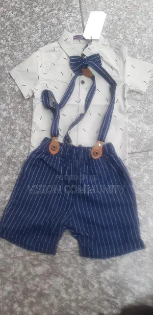 Boys Formal Outfit Set- Shirt, Shorts Bow Tie
