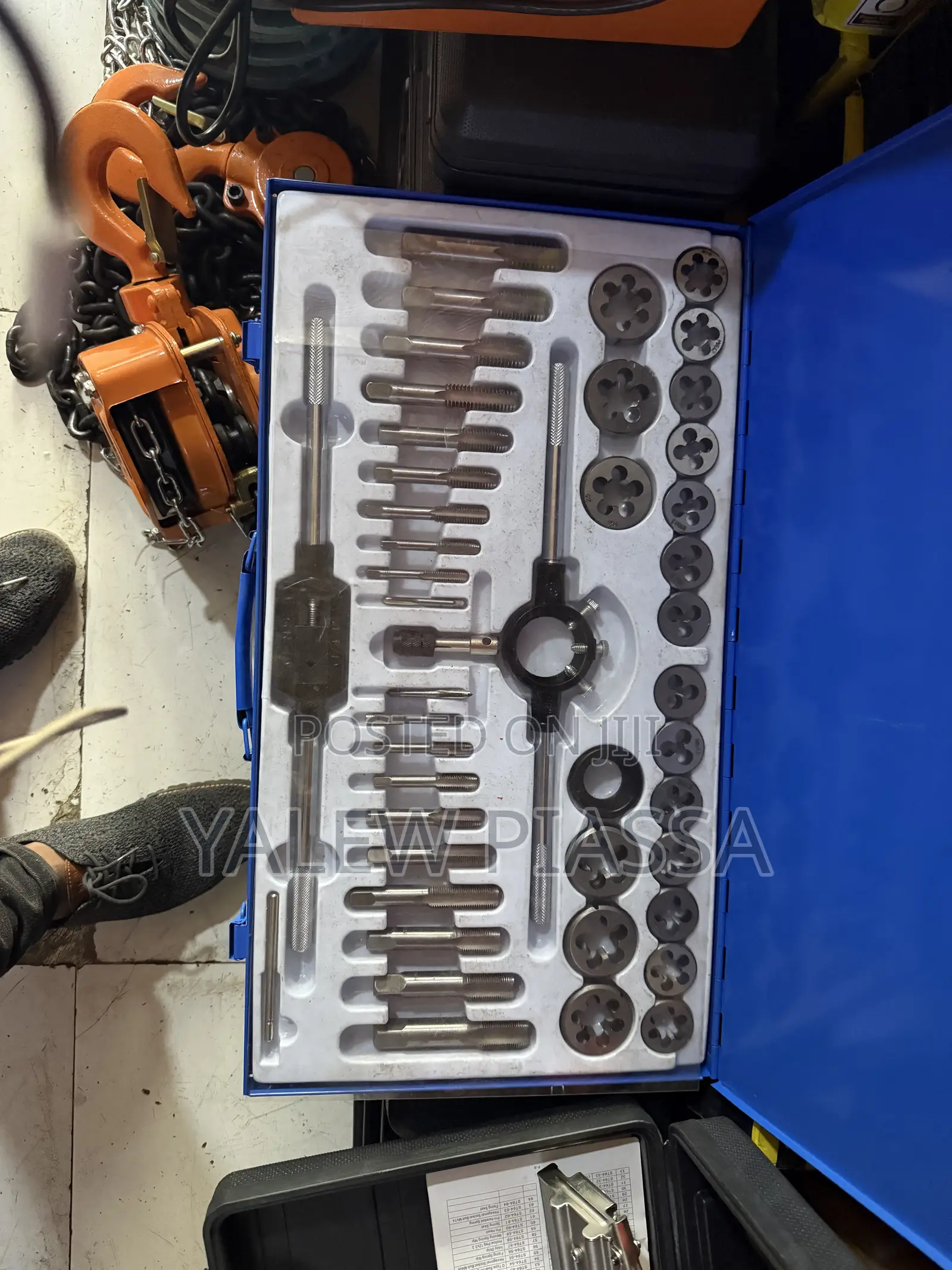 A 45-Piece Metric Tap and Die Set Housed in a Blue Meta