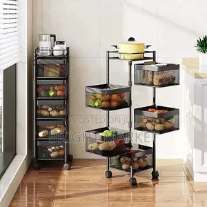 Rolling Kichen Storage Rack Plastic Matr ተሽከርካሪ የኩሽና እቃ ማስቀመጫ