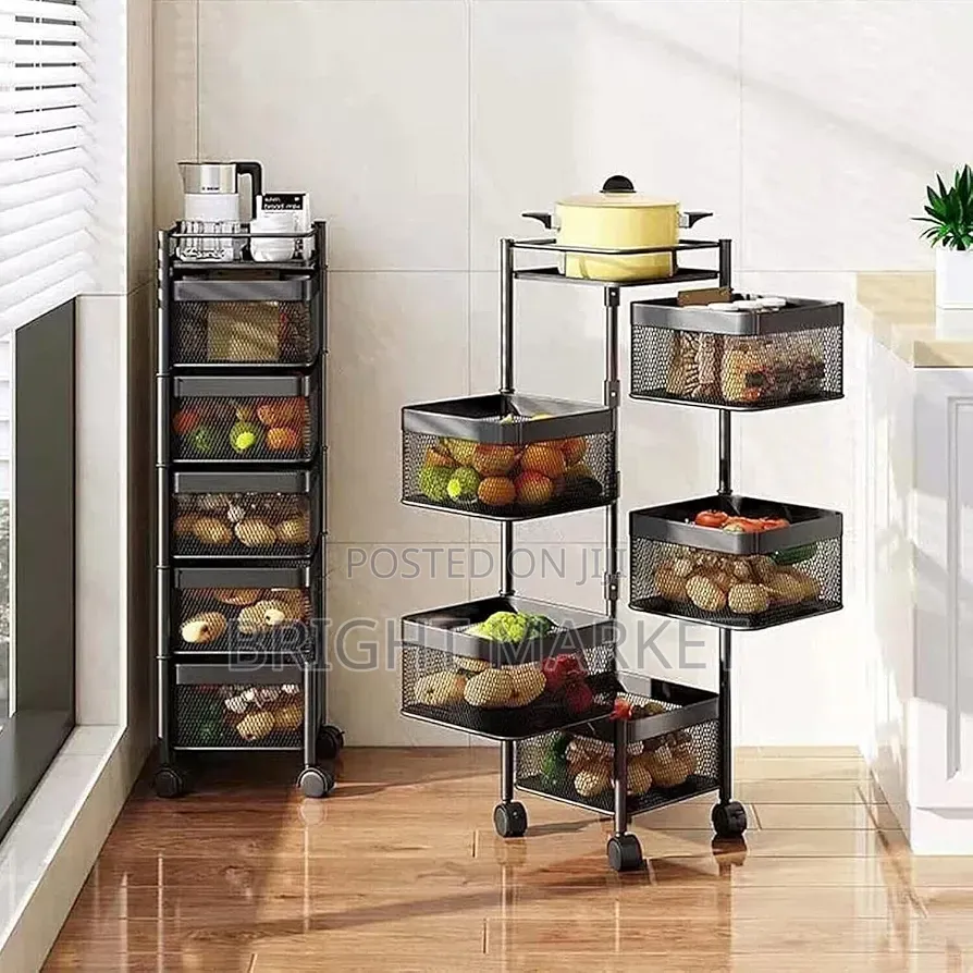 Rolling Kichen Storage Rack Plastic Matr ተሽከርካሪ የኩሽና እቃ ማስቀመጫ