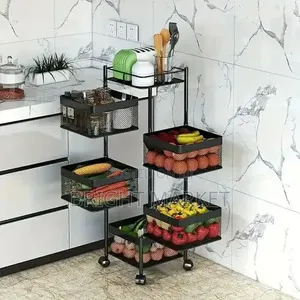 Rolling Kichen Storage Rack Plastic Matr ተሽከርካሪ የኩሽና እቃ ማስቀመጫ