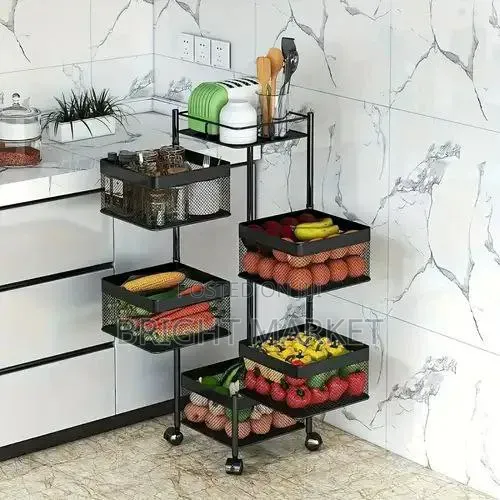 Rolling Kichen Storage Rack Plastic Matr ተሽከርካሪ የኩሽና እቃ ማስቀመጫ