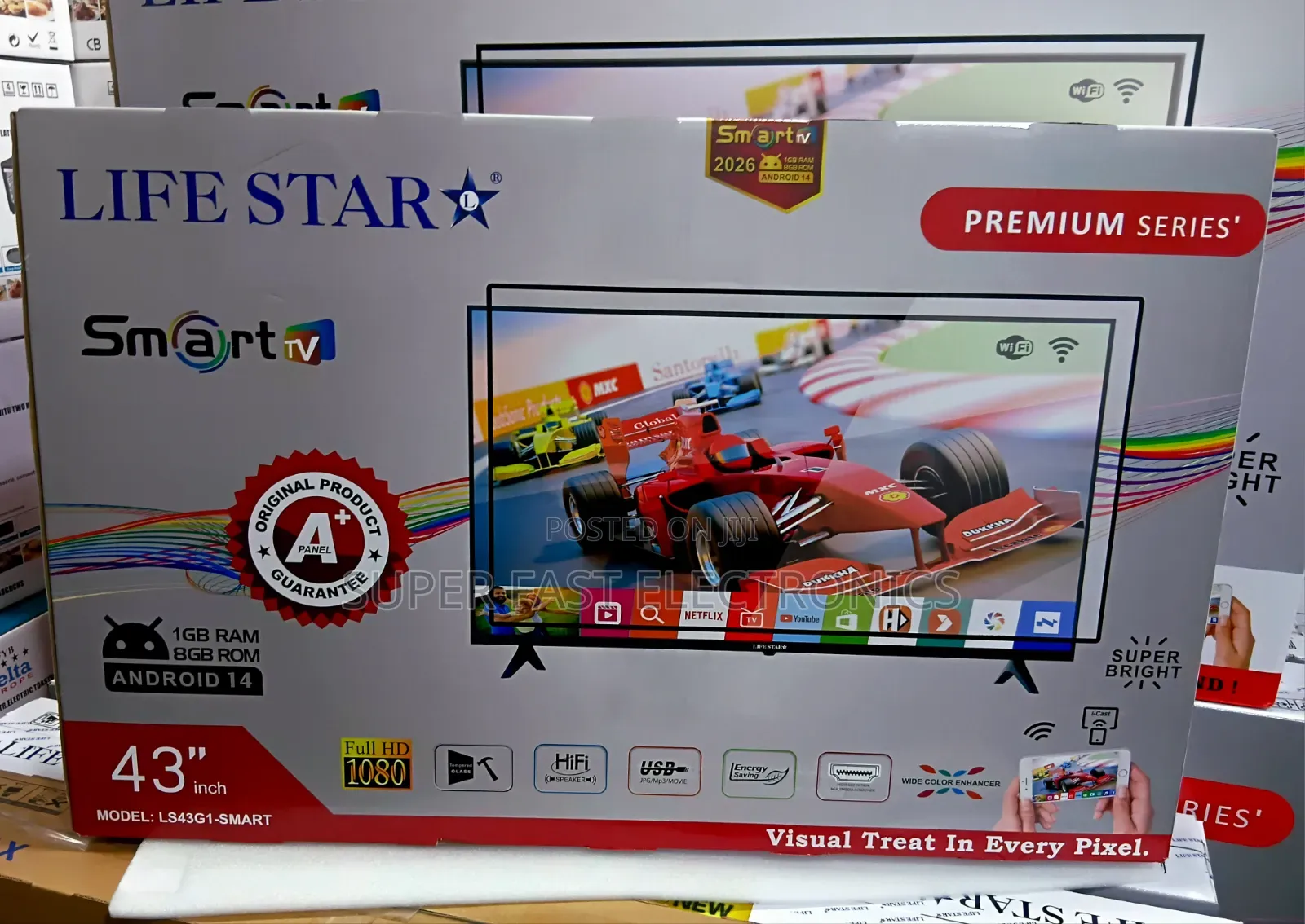 LIFESTAR 43 Inch TV Smart Frameless Enjoy Picturee Quality 2026 Model