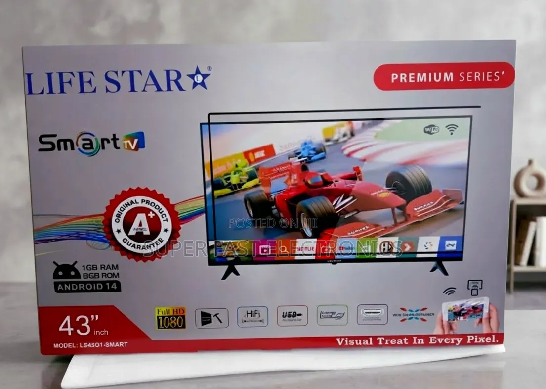LIFESTAR TV 43 Inch Smart – Android 14.0 Frameless High Quality 