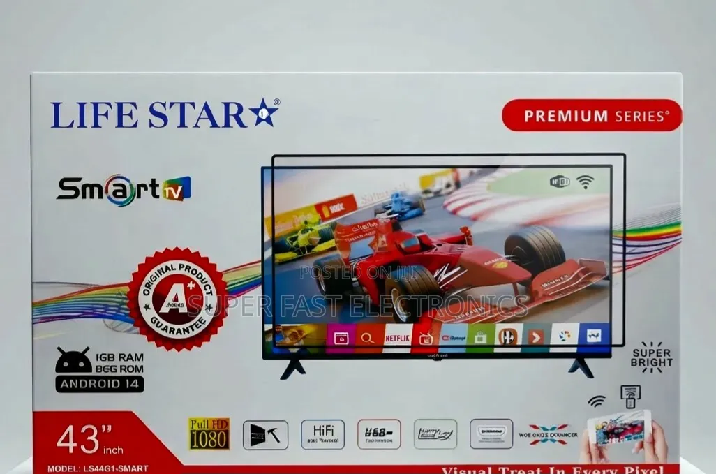 LIFESTAR TV 43 Inch Smart – Android 14.0 Frameless High Quality 