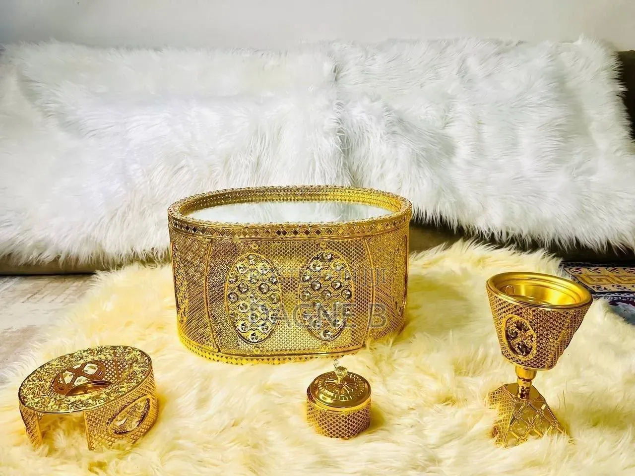 Rekebot Elegant Design Coffee Table Tea Tray Gold ዉብ ዲዛይን የቡና ረከቦት