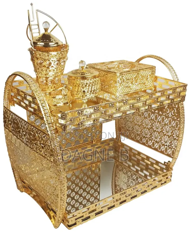 Rekebot Elegant Design Coffee Table Tea Tray Gold ዉብ ዲዛይን የቡና ረከቦት
