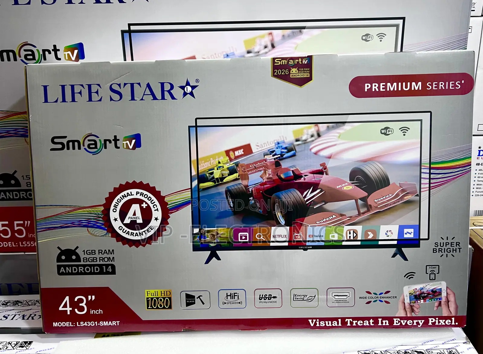 LIFESTAR 43 Inch TV -SMART Android 14.0 Full HD 1080p Resolution 2026