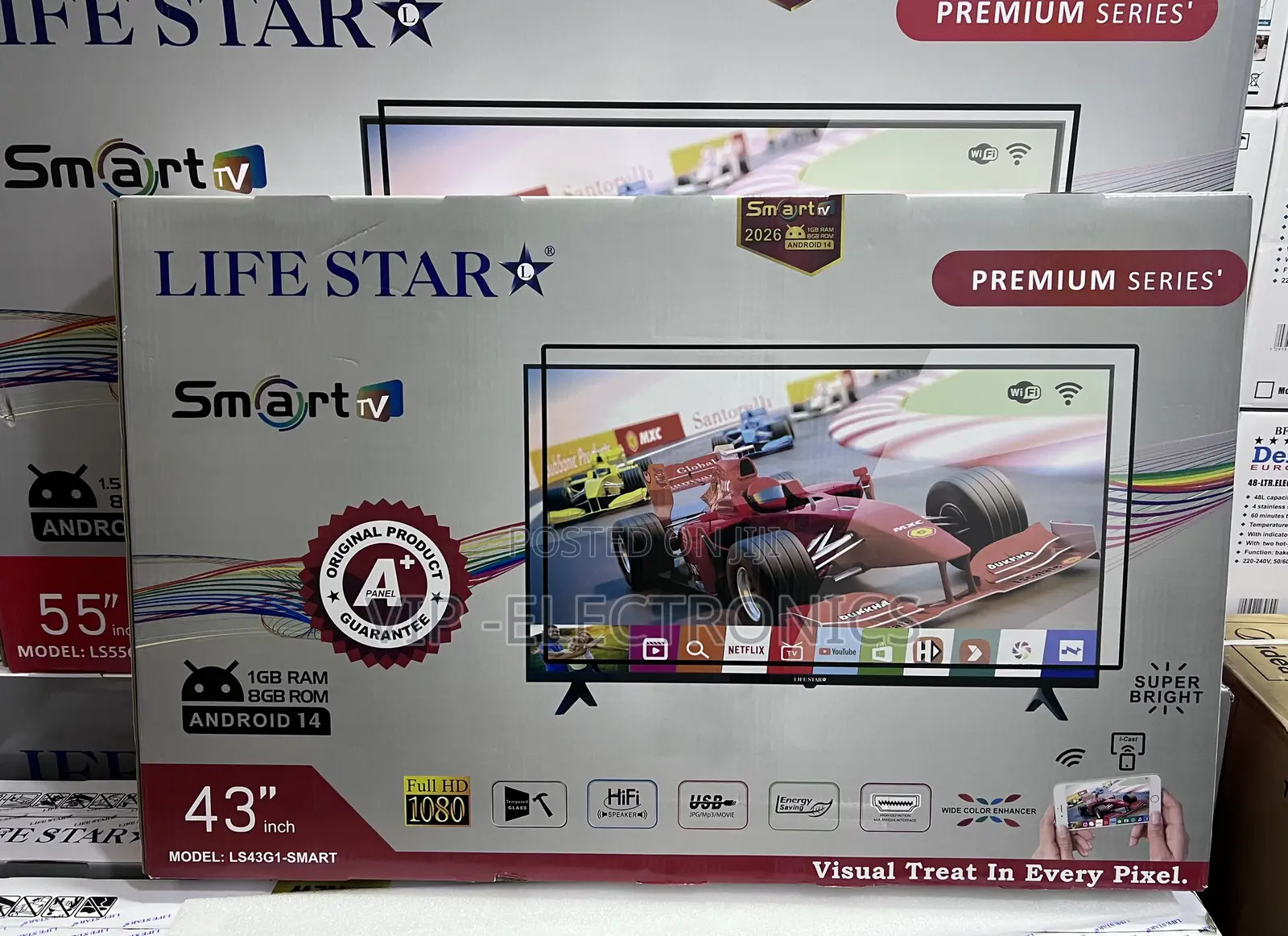 LIFESTAR 43 Inch TV -SMART Android 14.0 Full HD 1080p Resolution 2026