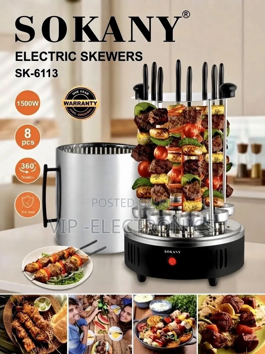 SOKANY Electric Skewer Vertical Kebab Machine – 1500W | 8 Skewers