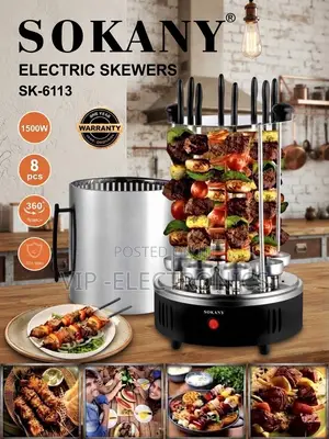 SOKANY Electric Vertical Skewer Kebab Machine – 1500W | 8 Skewers