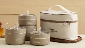 3-Tier Lunch Box Set With Insulated Carry Bag – Brand New