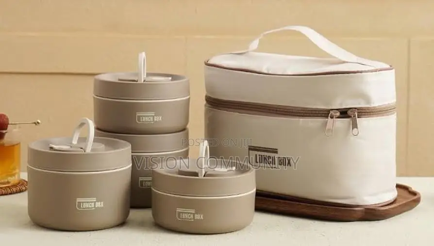 3-Tier Lunch Box Set With Insulated Carry Bag – Brand New