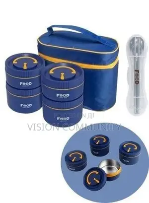 4-Tier Insulated Lunch Box Set With Spoon Carry Bag – Brand New