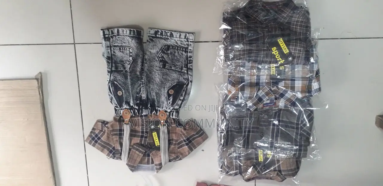 Boys Casual 2-Piece Outfit Set – Shirt Shorts With Suspenders