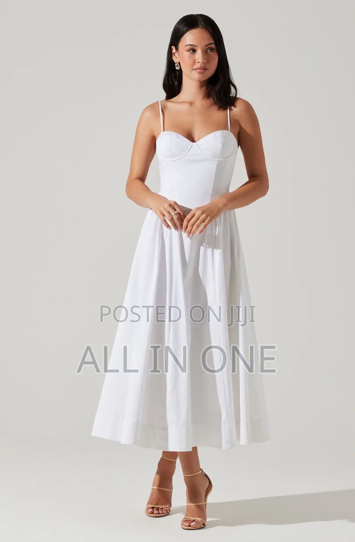 White Heart Shape Strap Dress