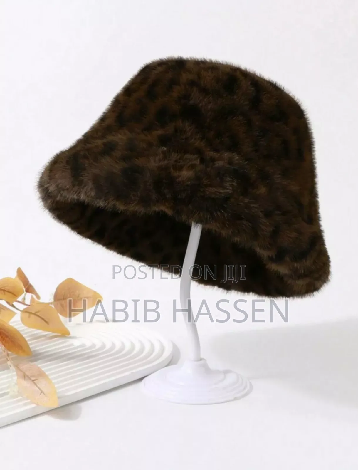 Women's Fashionable Leopard Print Fluffy Bucket Hat,