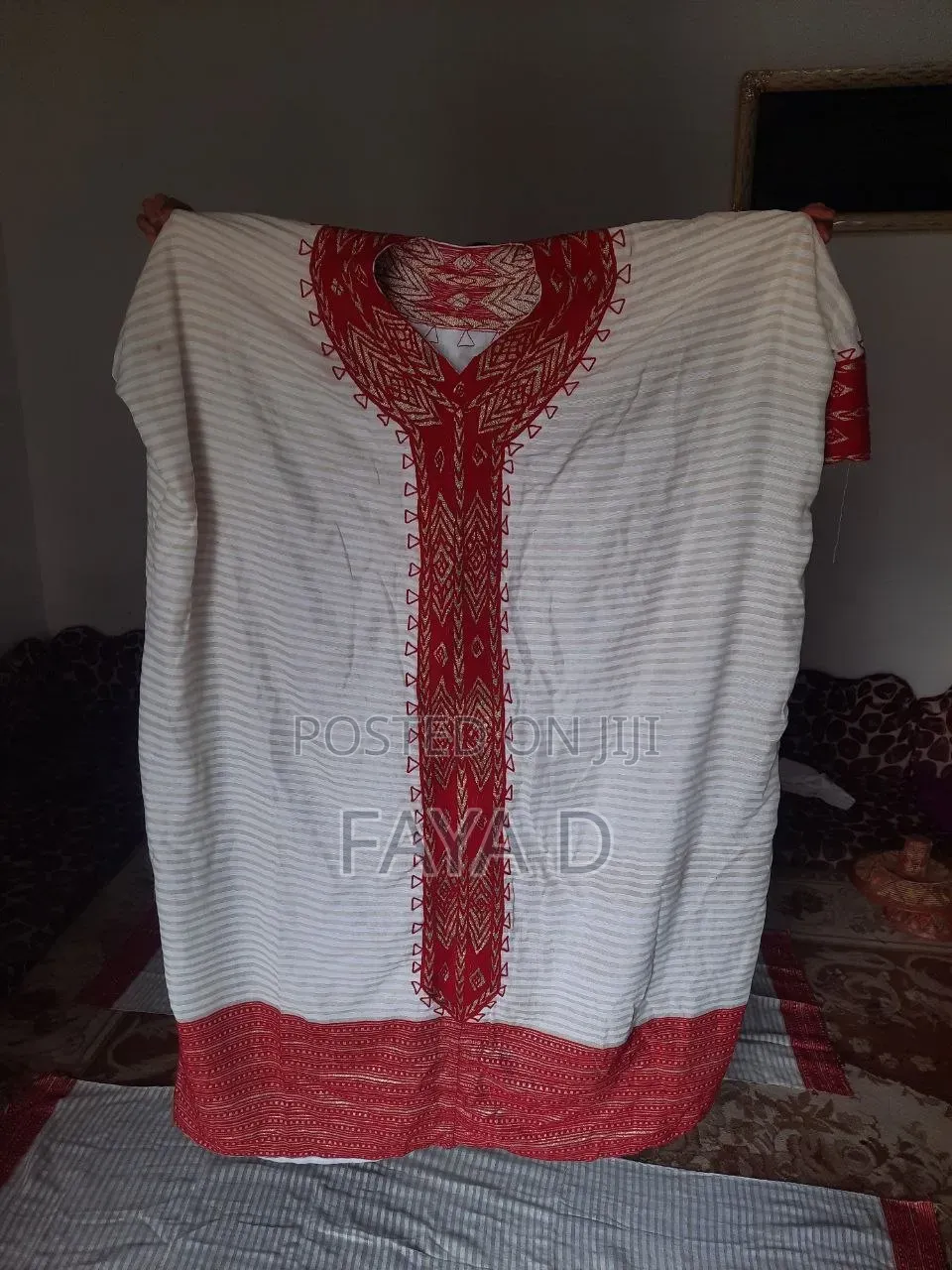 Habesha Kemis /ሀበሻ ቀሚስ White and Red