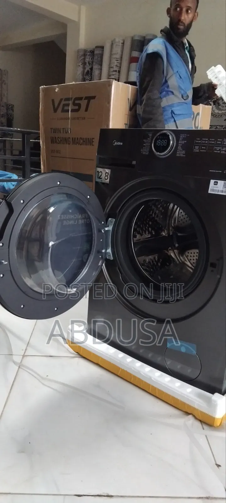 MIdea12ኪግየማጠብአቅም ያለው አውቶማቲክልብ ማጠቢያ ማሽን እስከ 8 ኪግ ድረስ ልብስዎትን ሙሉ ለሙሉ ማድረቅ