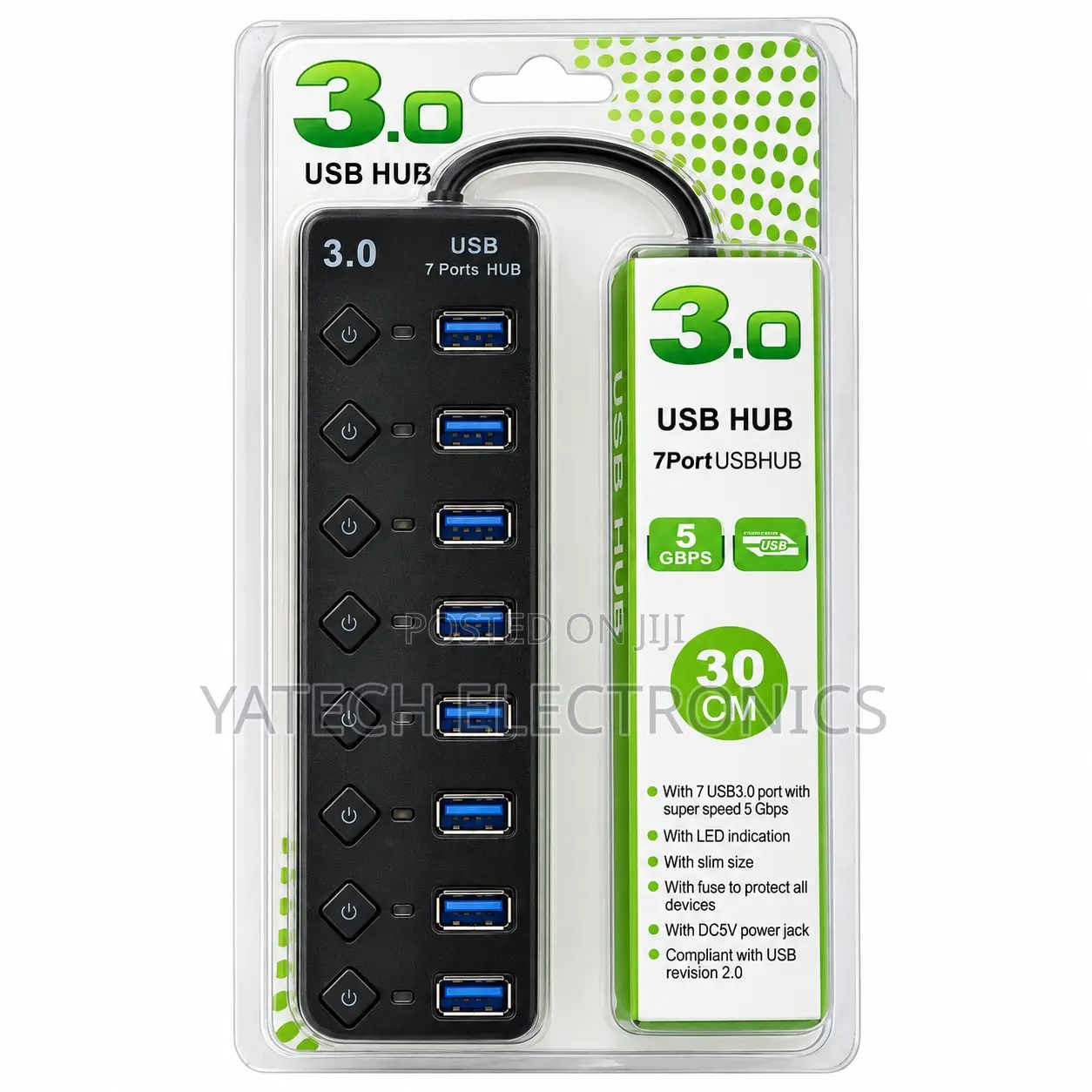 USB 3.0 7-Port Hub With Individual Power Switches – 5Gbps