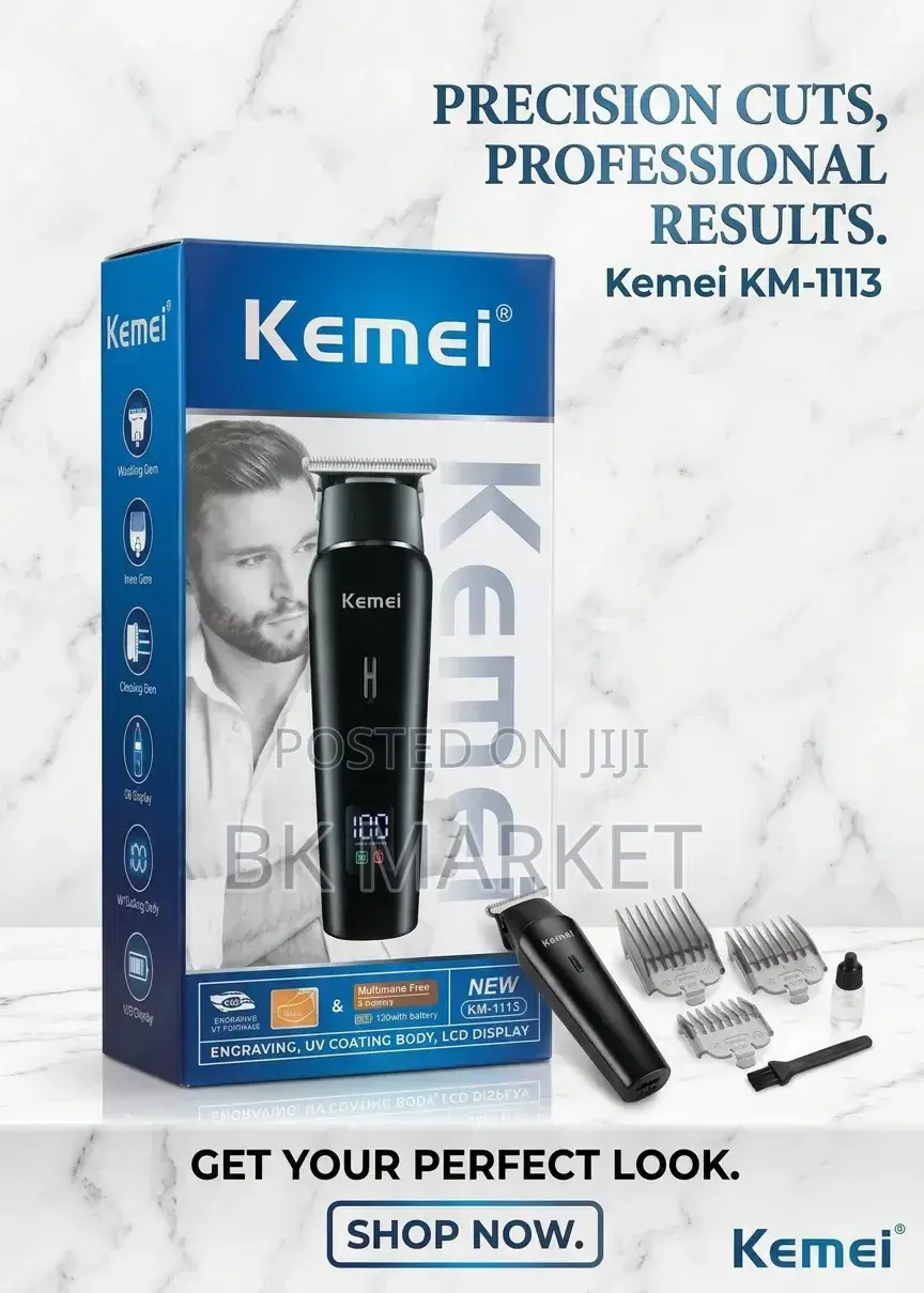 Kemei Professional Hair and Beard ችልፕፐር ኬሜይ ፕሮፌሽናል ጸጉር እና ጢም መቁረጫ