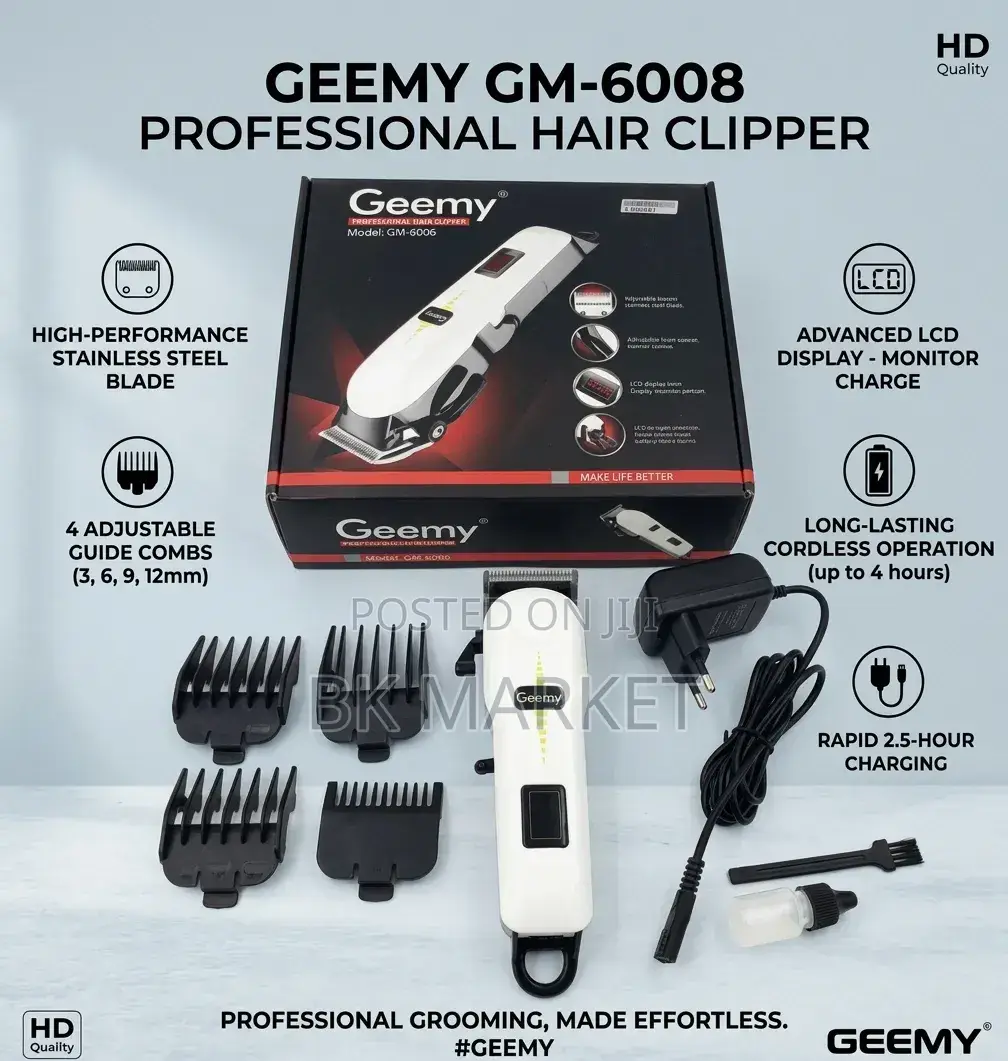 Geemy GM-6008 Professional Hair Clipper ጂሚ ጂኤም-6008 ፕሮፌሽናል የፀጉር መቁረጫ