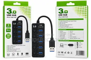 USB 3.0 4-Port Hub With Individual Power Switches – 5Gbps