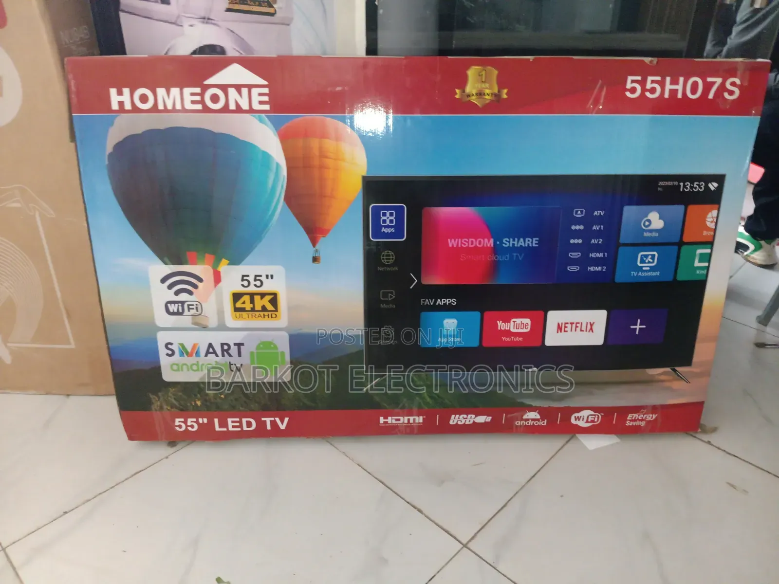 HOMEONE SMART LED TV 55HO7S Model Andraid Doubel Gelass Screen 2026 Nw