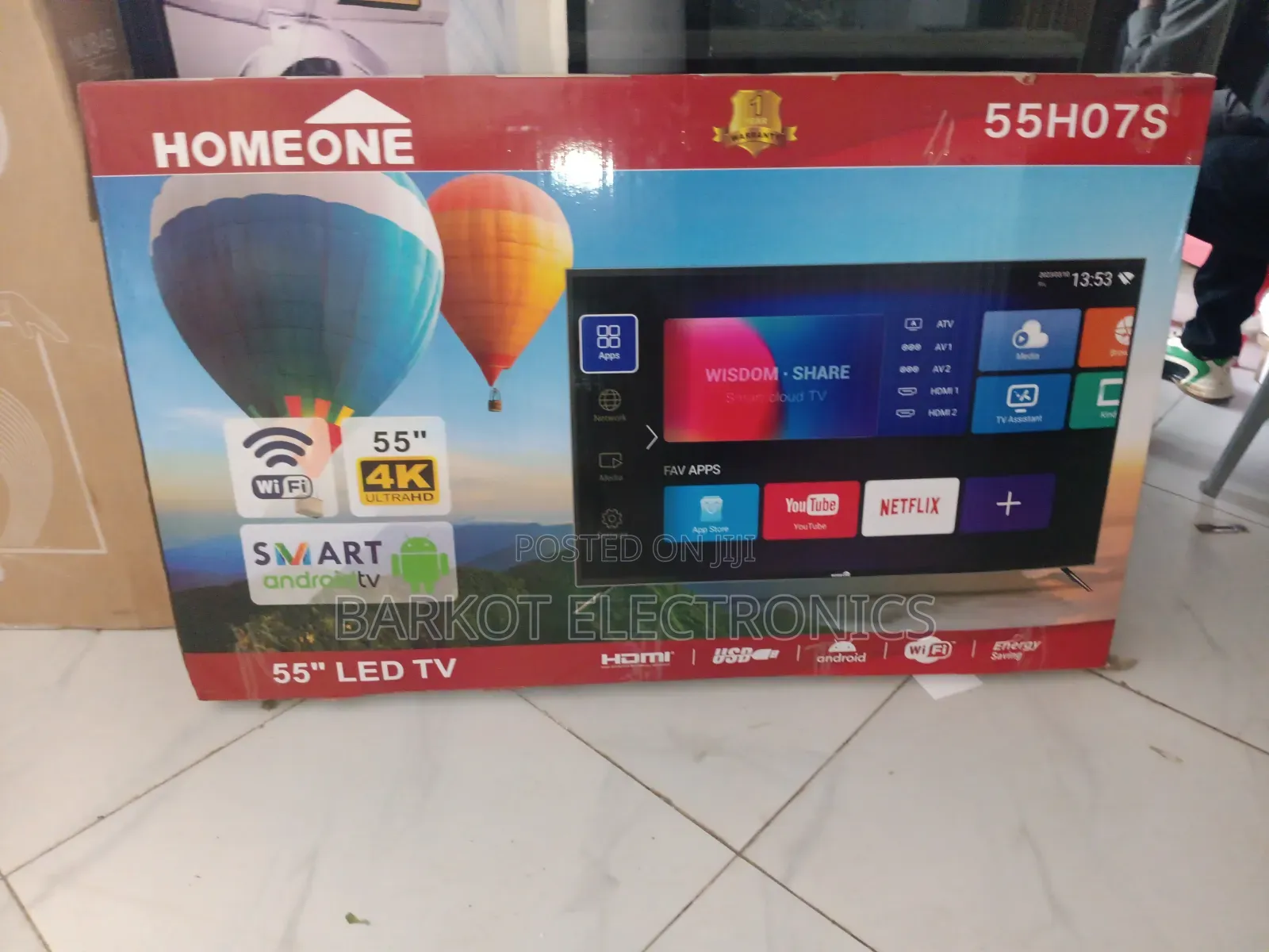 HOMEONE SMART LED TV 55HO7S Model Andraid Doubel Gelass Screen 2026 Nw