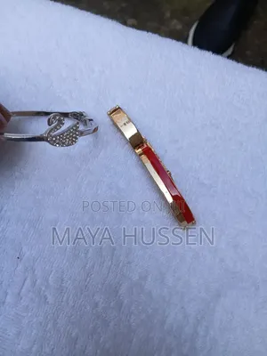 Bangle Bracelet Set – Crystal Swan Gold/Red Hinged Bangle