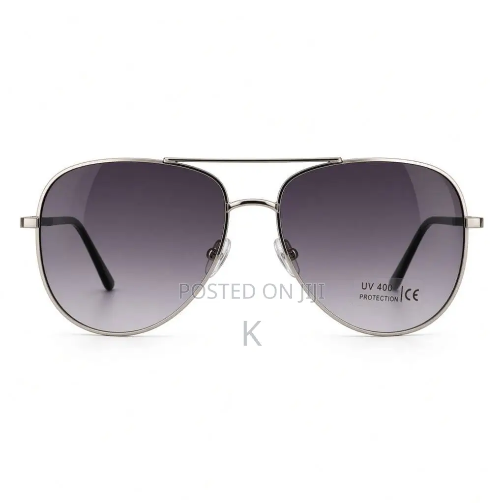 Silver Metal-Frame Aviator Sunglasses