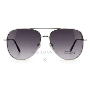 Silver Metal-Frame Aviator Sunglasses