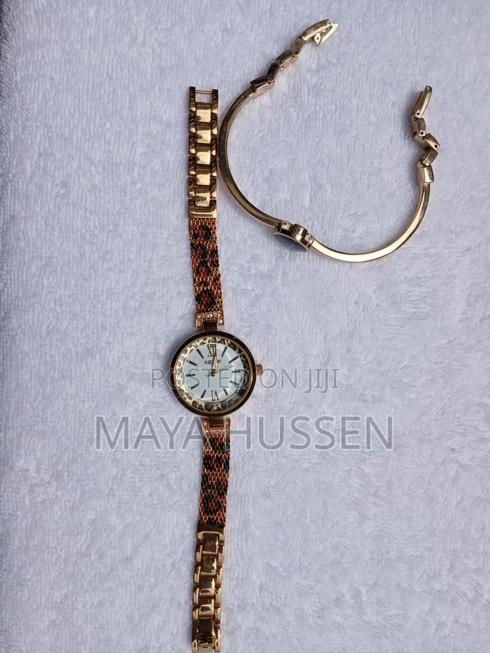Leopard Print Watch Matching Bangle Bracelet