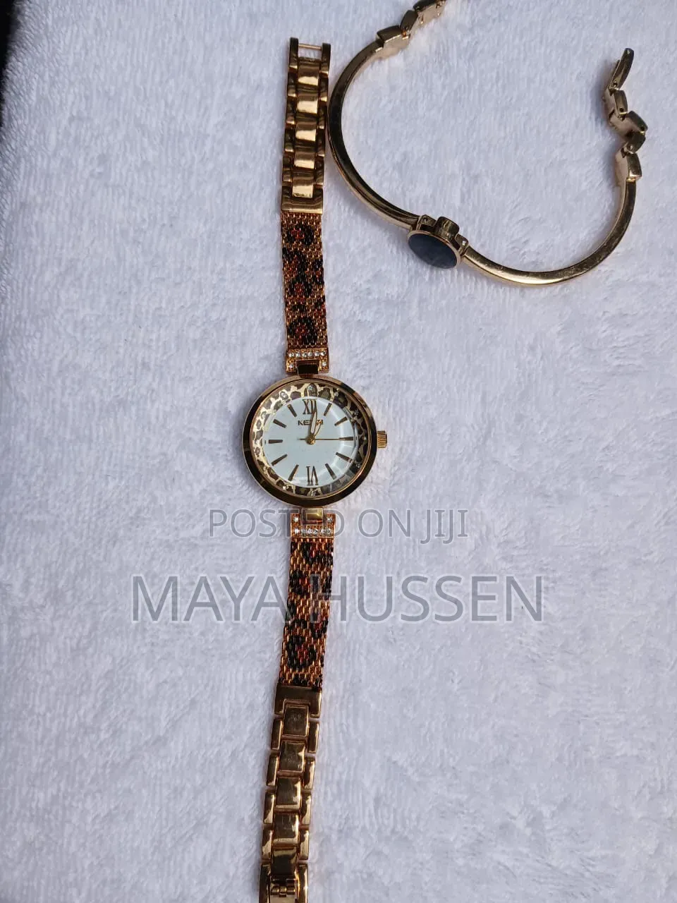 Leopard Print Watch Matching Bangle Bracelet