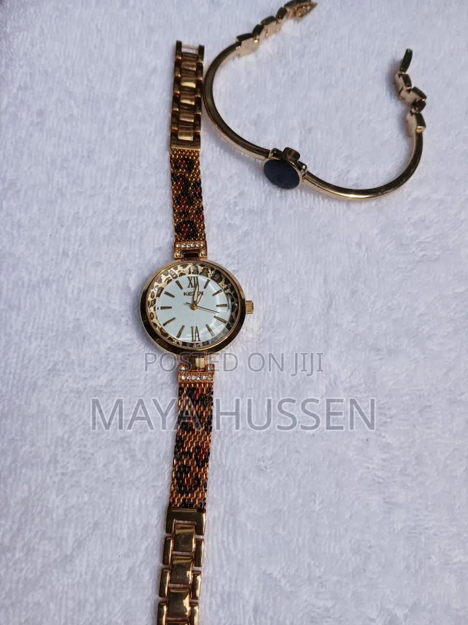 Leopard Print Watch Matching Bangle Bracelet