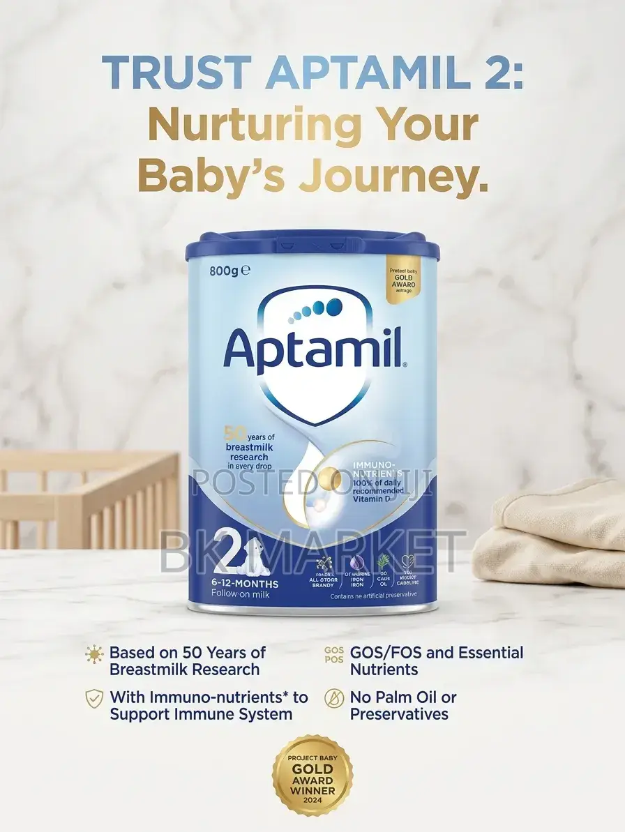 Aptamil 2 Follow-on Milk አፕታሚል 2 ወተት ከ 6-12 ወር ለሆኑ ህፃናት