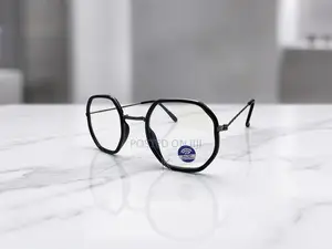 Black Geometric Framed Blue Cut Glass