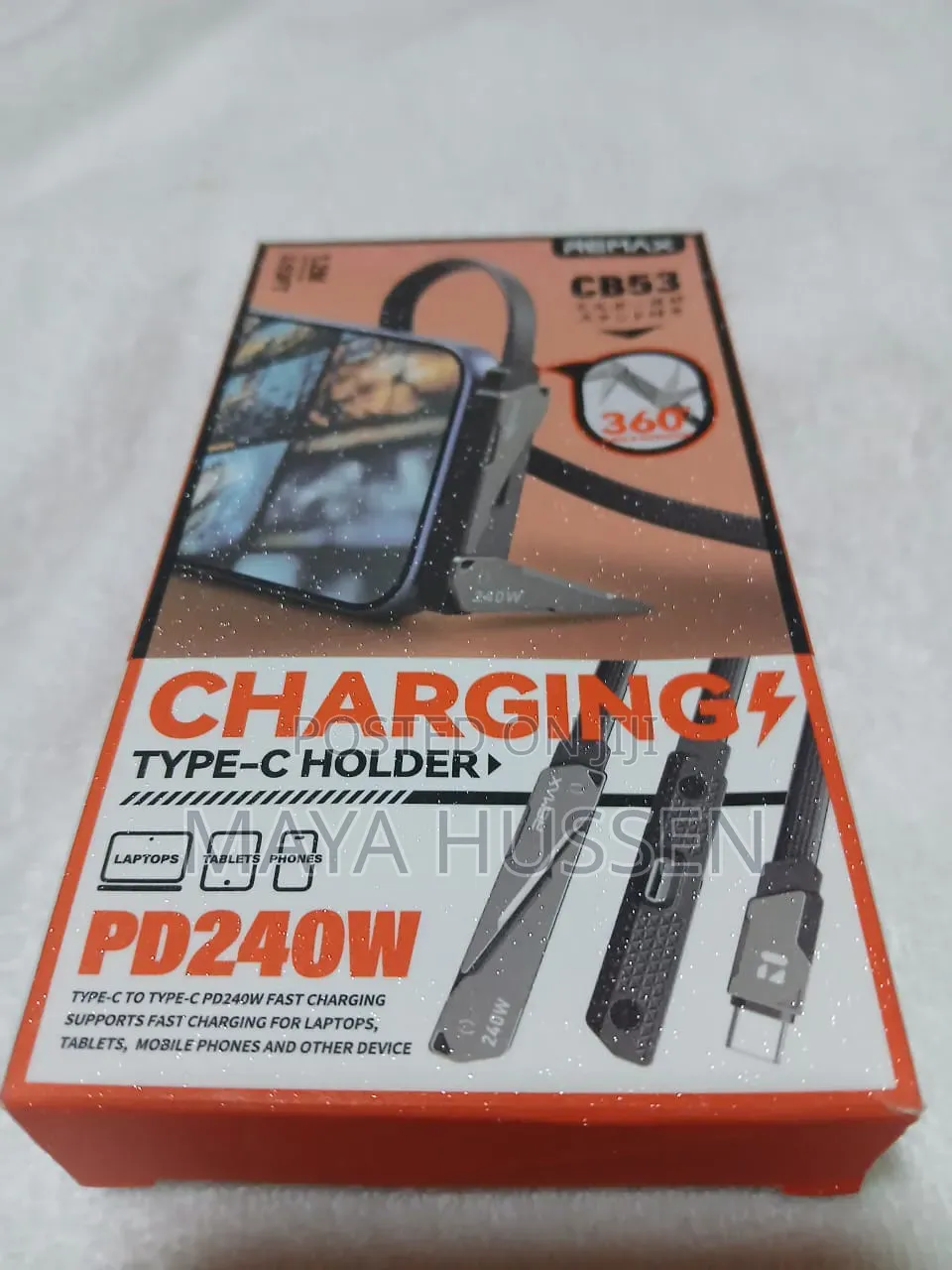 Remax CB53 240W Ultra-Fast Type-C Cable With 360° Rotatable Phone