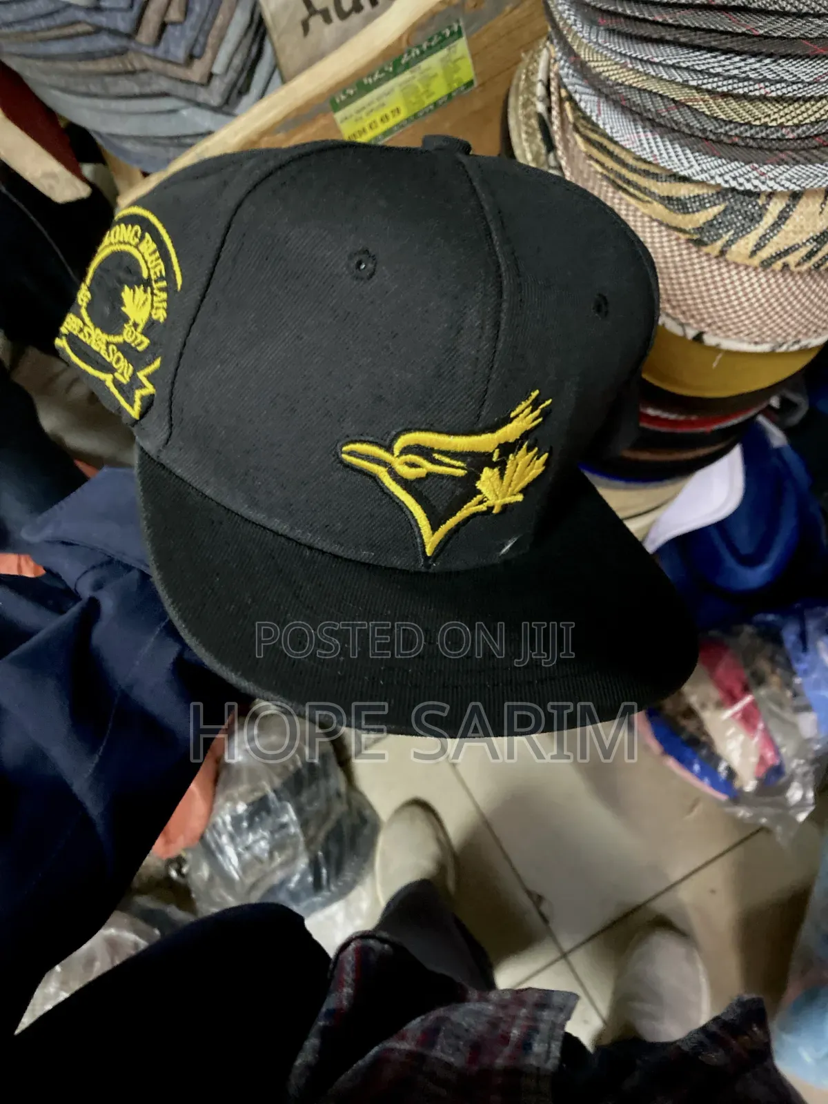 Blue Jays Yellow Embroidered Black Cap: