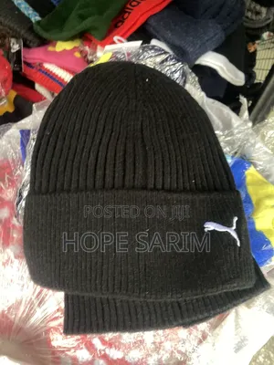 Puma Classic Ribbed Knit Black Beanie